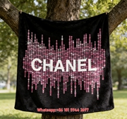 Luxury Pink Rhinestone Chanel Flannel Sofa Throw Blanket IMG_7013